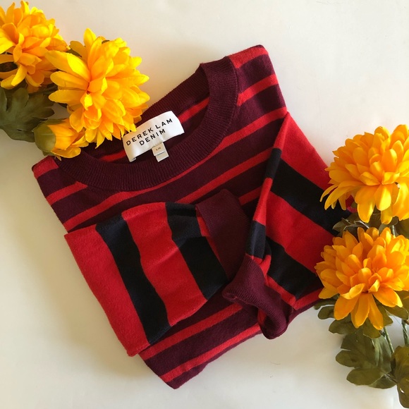 Derek Lam Denim Red/Burg, Cotton/Cashmere Sweater - Picture 2 of 10
